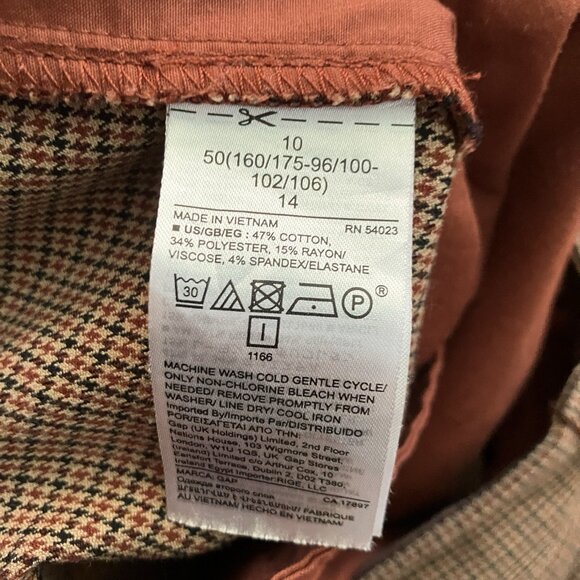 Gap Pants Womens 10 Slim Fit Brown Plaid Check Career Fall Transitional Autumn - Picture 6 of 11